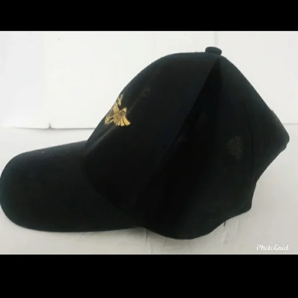 Vtg Eagle crest Aviator Hat dark blue Gold Mens  snapback cap - Picture 5 of 5